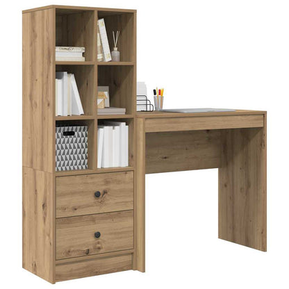 Schreibtisch mit Stauraum mit Regal 2 pcs Eiche handwerklich