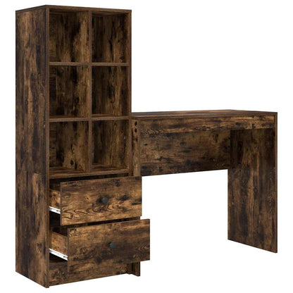 Schreibtisch mit Stauraum mit Regal 2 pcs Geräucherte Eiche