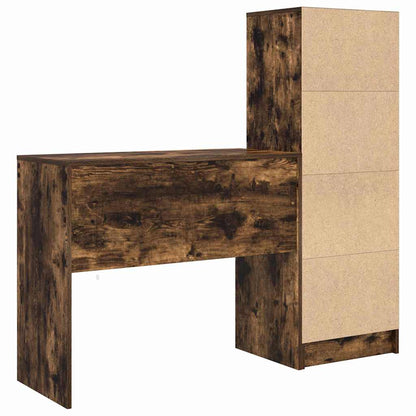 Schreibtisch mit Stauraum mit Regal 2 pcs Geräucherte Eiche