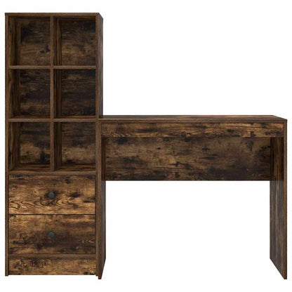 Schreibtisch mit Stauraum mit Regal 2 pcs Geräucherte Eiche
