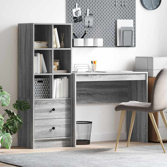 Schreibtisch mit Stauraum 2 pcs Grau Sonoma 90 x 40 x 76 cm