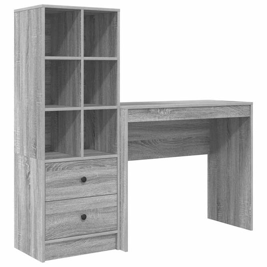 Schreibtisch mit Stauraum 2 pcs Grau Sonoma 90 x 40 x 76 cm