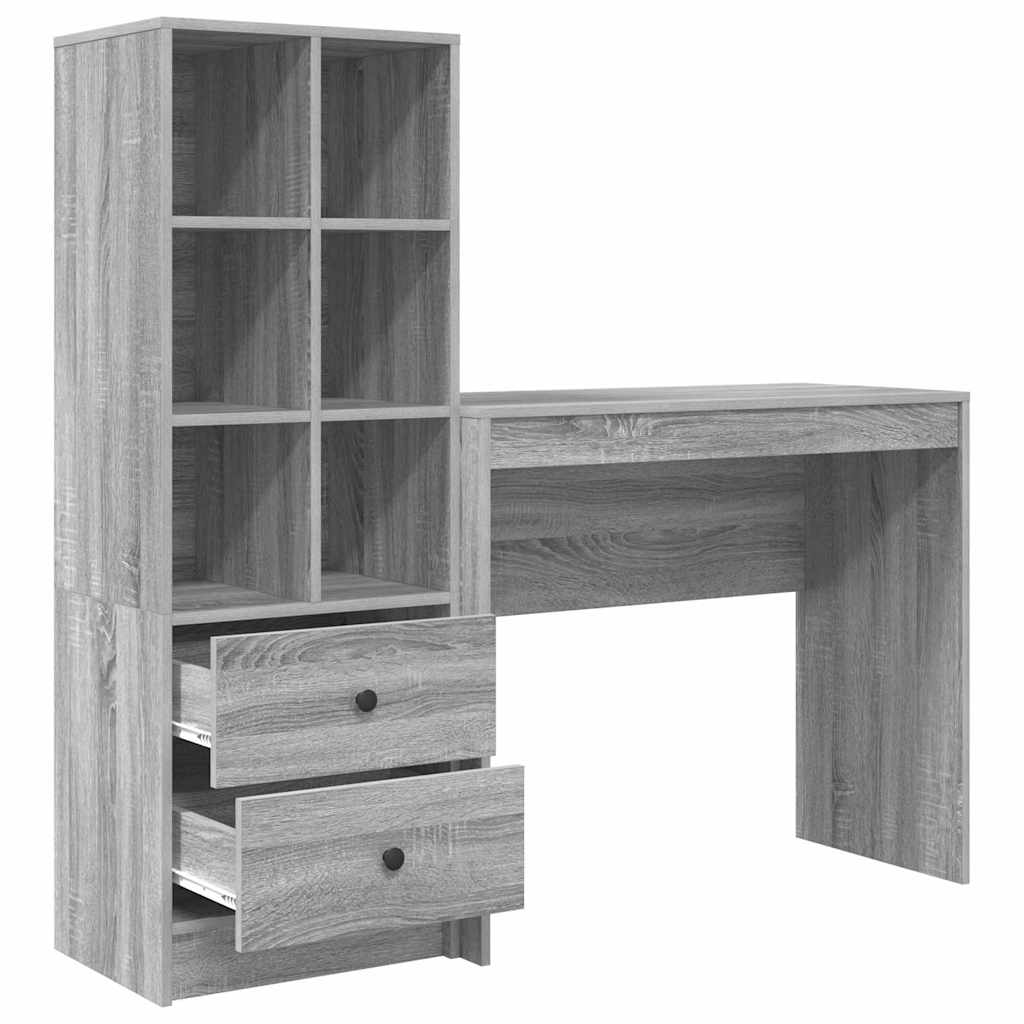 Schreibtisch mit Stauraum 2 pcs Grau Sonoma 90 x 40 x 76 cm
