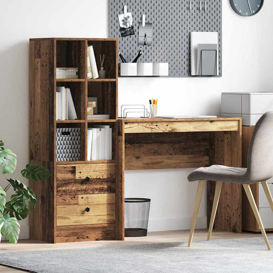 Schreibtisch mit Stauraum 2 pcs Altholz 90 x 40 x 76 cm