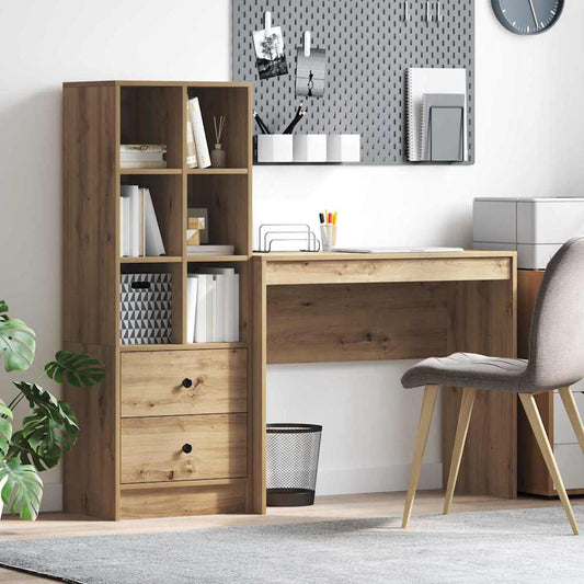 Schreibtisch mit Stauraum mit Regal 2 pcs Eiche handwerklich