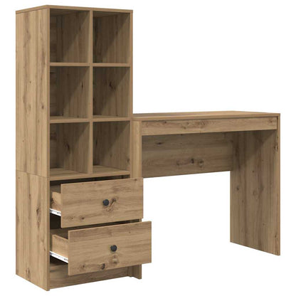 Schreibtisch mit Stauraum mit Regal 2 pcs Eiche handwerklich