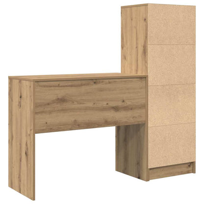 Schreibtisch mit Stauraum mit Regal 2 pcs Eiche handwerklich