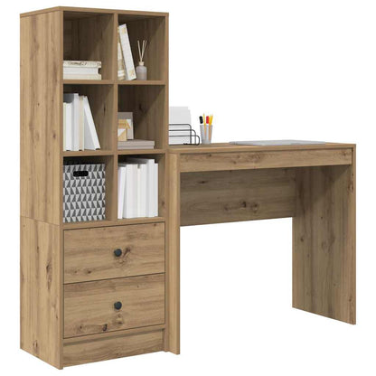 Schreibtisch mit Stauraum mit Regal 2 pcs Eiche handwerklich