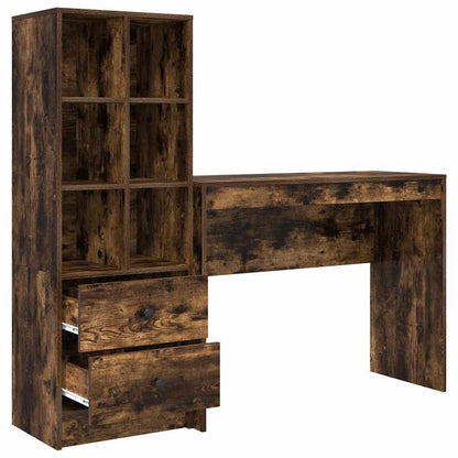 Schreibtisch mit Stauraum mit Regal 2 pcs Geräucherte Eiche