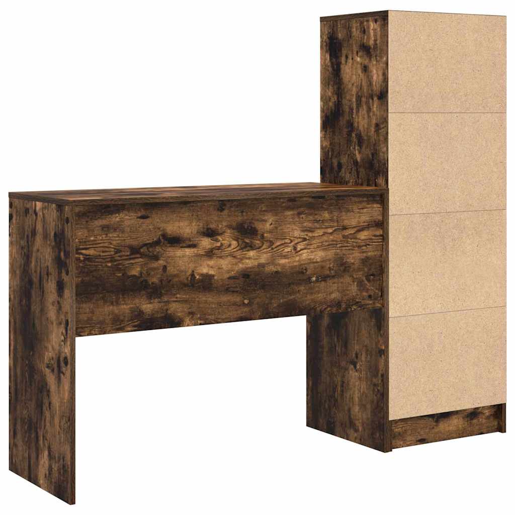Schreibtisch mit Stauraum mit Regal 2 pcs Geräucherte Eiche