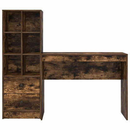 Schreibtisch mit Stauraum mit Regal 2 pcs Geräucherte Eiche