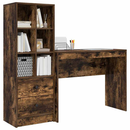 Schreibtisch mit Stauraum mit Regal 2 pcs Geräucherte Eiche