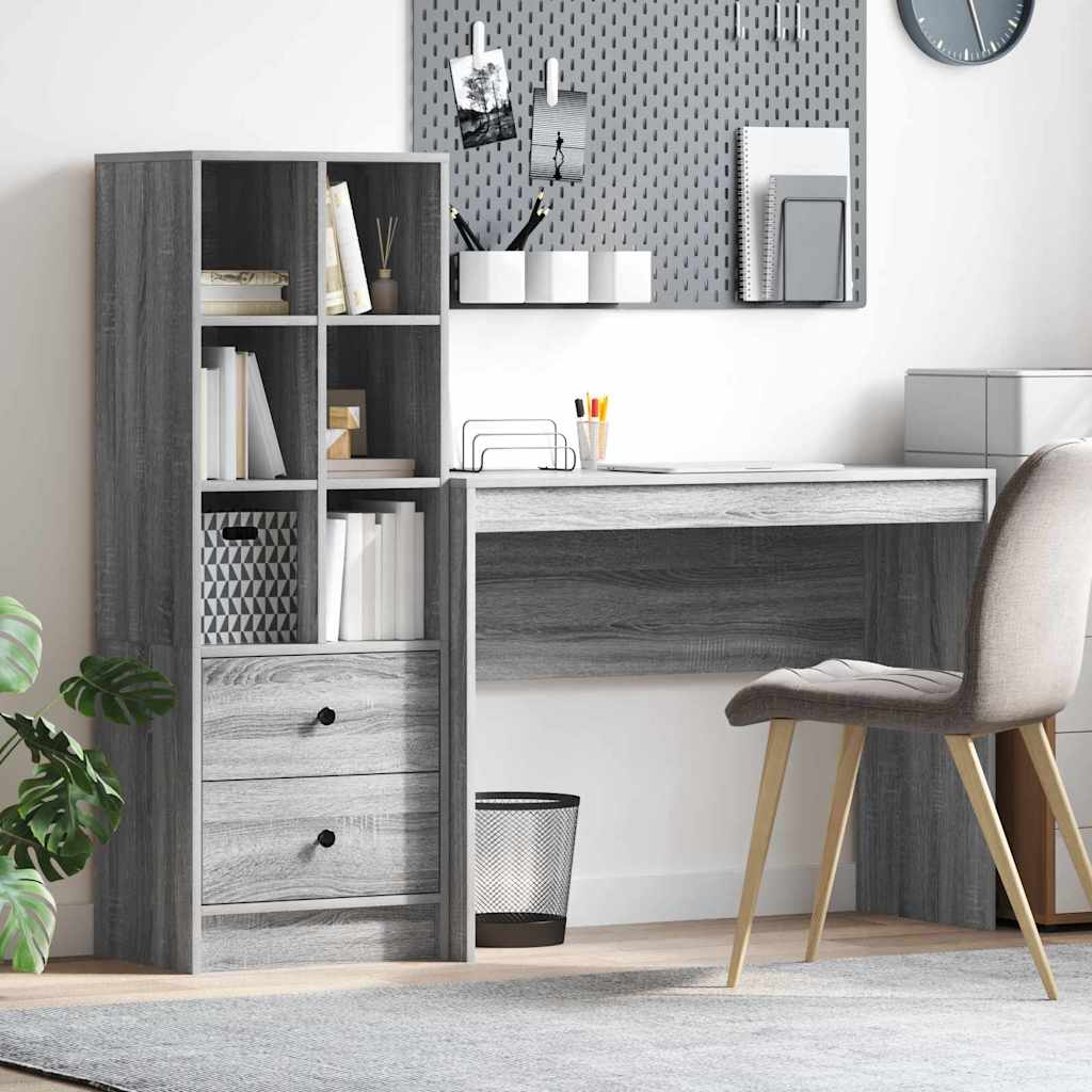 Schreibtisch mit Stauraum 2 pcs Grau Sonoma 100 x 40 x 76 cm