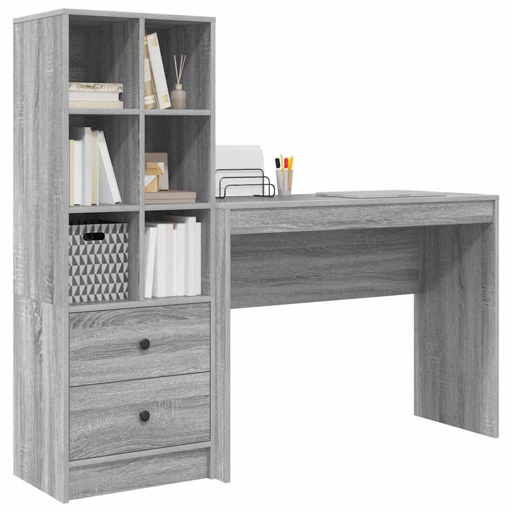 Schreibtisch mit Stauraum 2 pcs Grau Sonoma 100 x 40 x 76 cm
