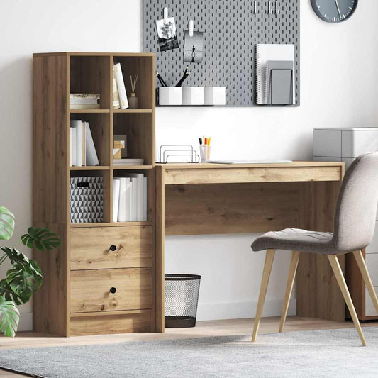 Schreibtisch mit Stauraum mit Regal 2 pcs Eiche handwerklich