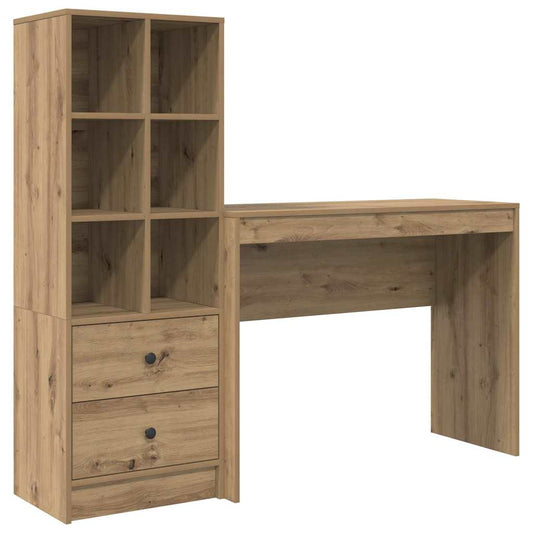 Schreibtisch mit Stauraum mit Regal 2 pcs Eiche handwerklich
