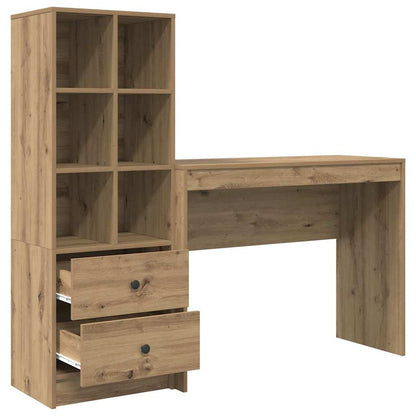 Schreibtisch mit Stauraum mit Regal 2 pcs Eiche handwerklich