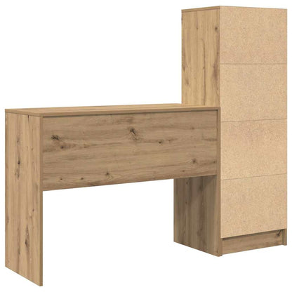 Schreibtisch mit Stauraum mit Regal 2 pcs Eiche handwerklich
