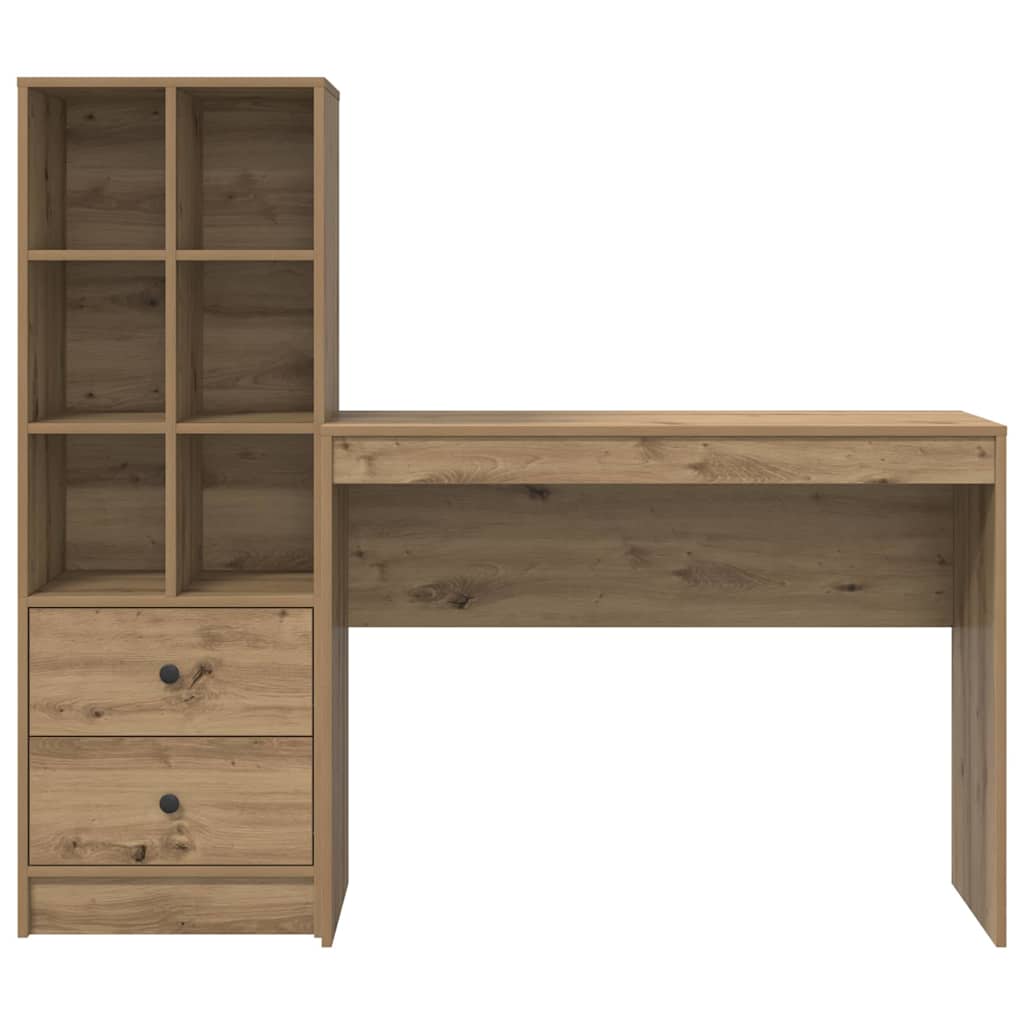 Schreibtisch mit Stauraum mit Regal 2 pcs Eiche handwerklich