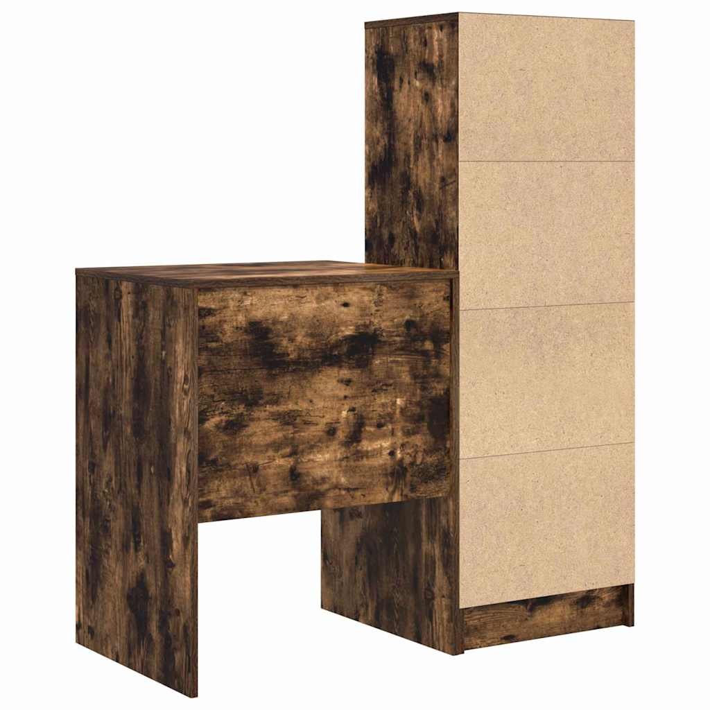 Schreibtisch mit Stauraum mit Regal 2 pcs Geräucherte Eiche