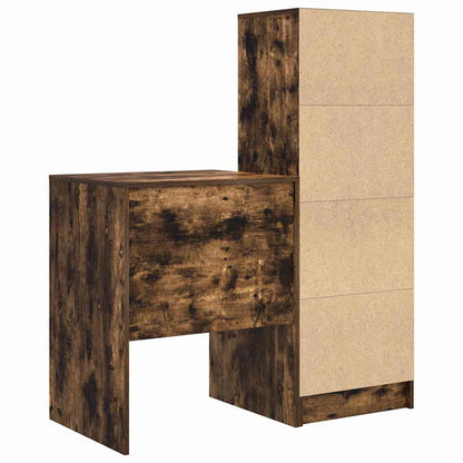 Schreibtisch mit Stauraum mit Regal 2 pcs Geräucherte Eiche