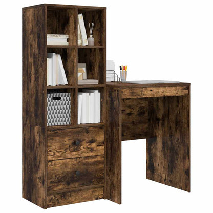Schreibtisch mit Stauraum mit Regal 2 pcs Geräucherte Eiche