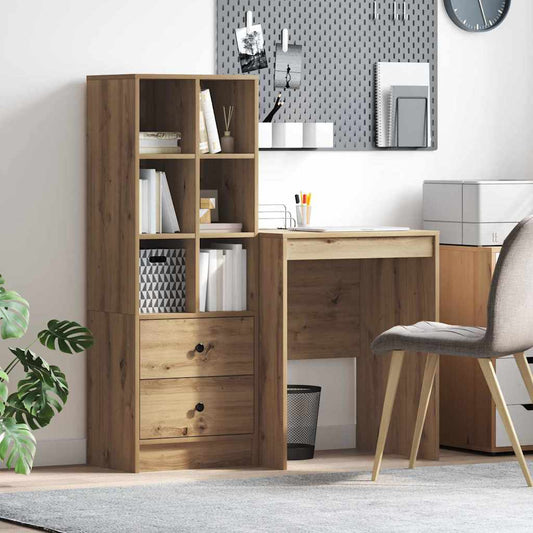 Schreibtisch mit Stauraum mit Regal 2 pcs Eiche handwerklich