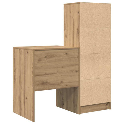 Schreibtisch mit Stauraum mit Regal 2 pcs Eiche handwerklich