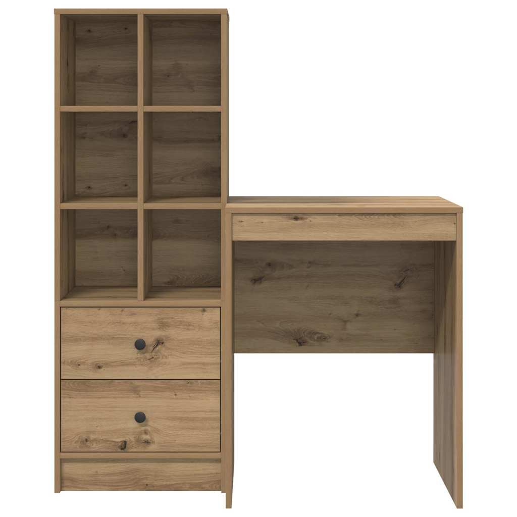 Schreibtisch mit Stauraum mit Regal 2 pcs Eiche handwerklich