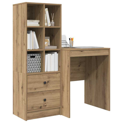 Schreibtisch mit Stauraum mit Regal 2 pcs Eiche handwerklich