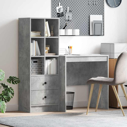 Schreibtisch mit Stauraum 2 pcs Beton Grau 70 x 50 x 76 cm