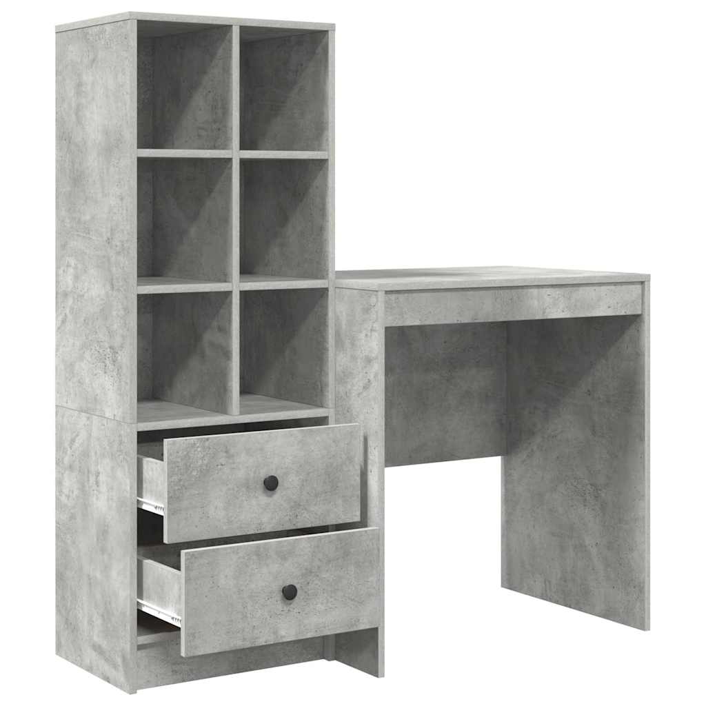Schreibtisch mit Stauraum 2 pcs Beton Grau 70 x 50 x 76 cm