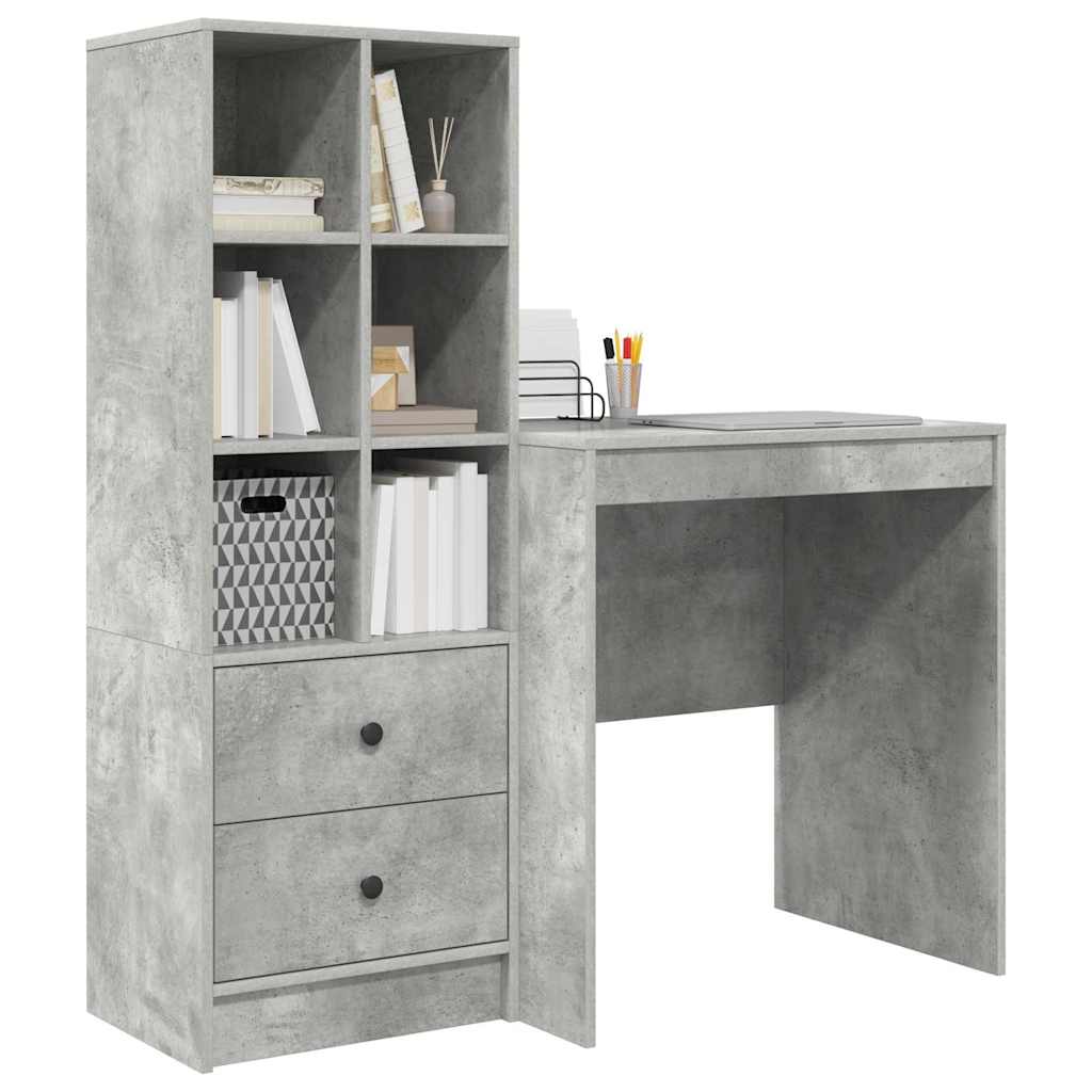 Schreibtisch mit Stauraum 2 pcs Beton Grau 70 x 50 x 76 cm