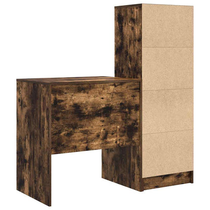 Schreibtisch mit Stauraum mit Regal 2 pcs Geräucherte Eiche