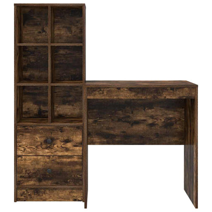 Schreibtisch mit Stauraum mit Regal 2 pcs Geräucherte Eiche