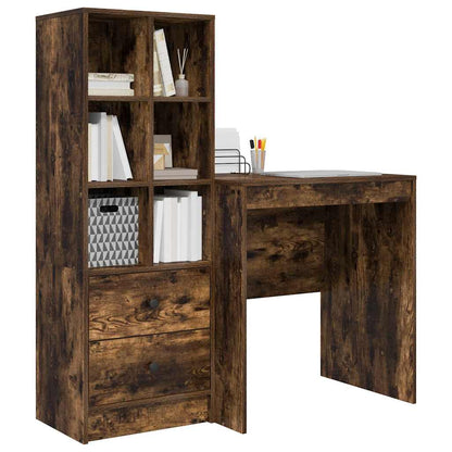 Schreibtisch mit Stauraum mit Regal 2 pcs Geräucherte Eiche