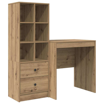 Schreibtisch mit Stauraum mit Regal 2 pcs Eiche handwerklich
