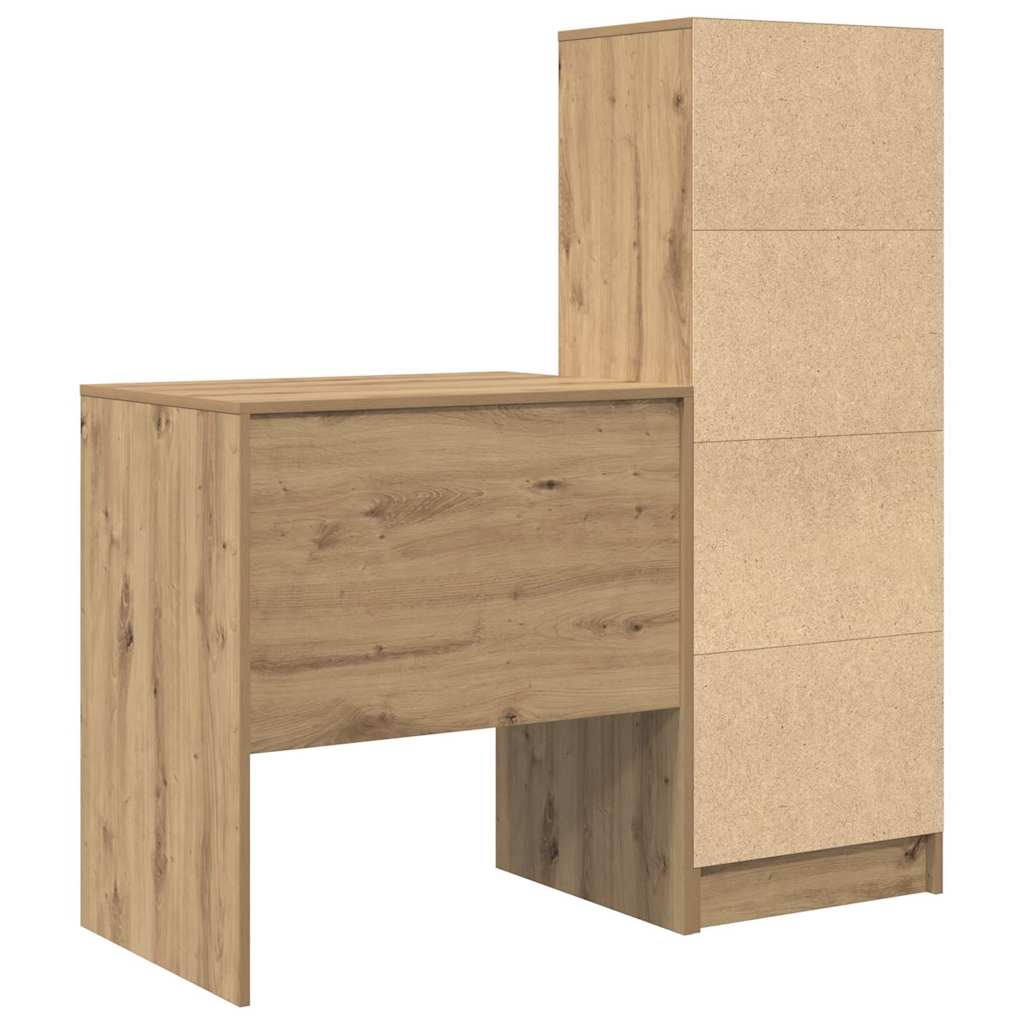 Schreibtisch mit Stauraum mit Regal 2 pcs Eiche handwerklich
