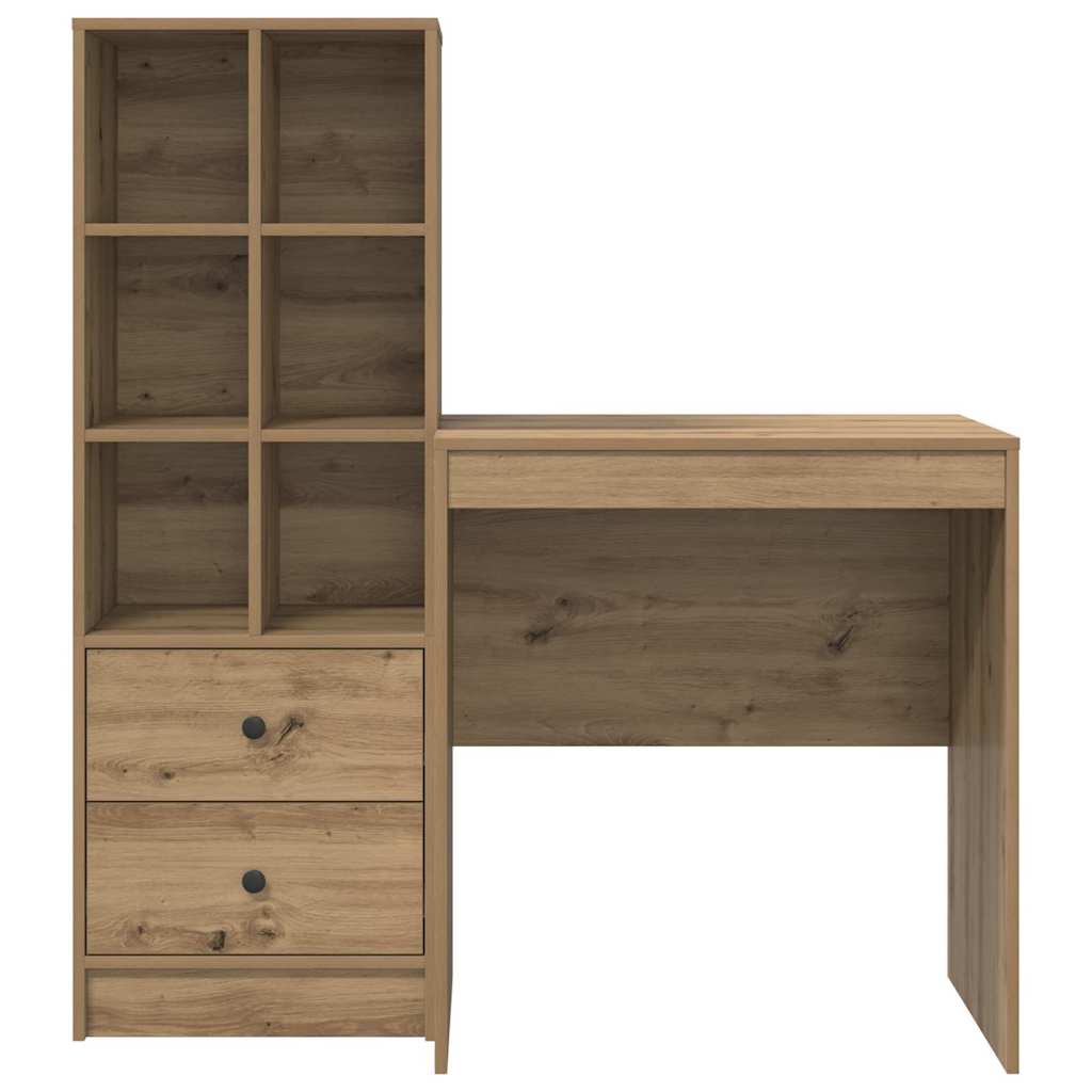 Schreibtisch mit Stauraum mit Regal 2 pcs Eiche handwerklich