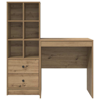 Schreibtisch mit Stauraum mit Regal 2 pcs Eiche handwerklich
