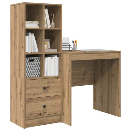 Schreibtisch mit Stauraum mit Regal 2 pcs Eiche handwerklich