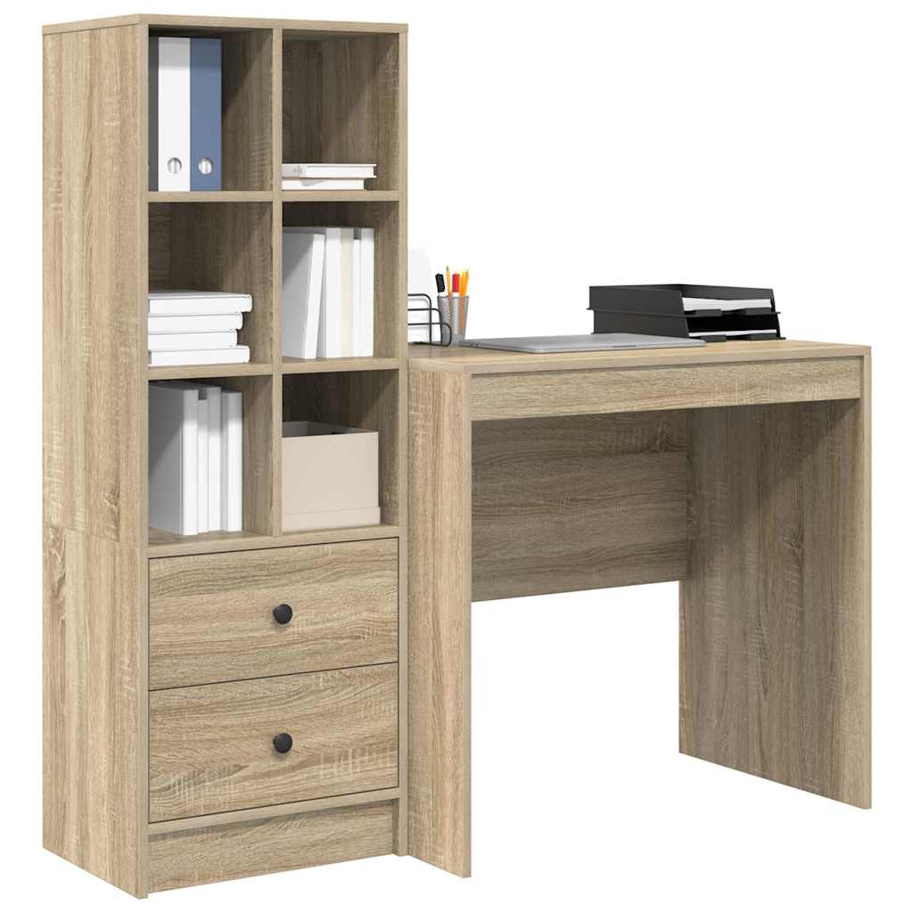 Schreibtisch mit Stauraum 2 pcs Sonoma Eiche 80 x 50 x 76 cm