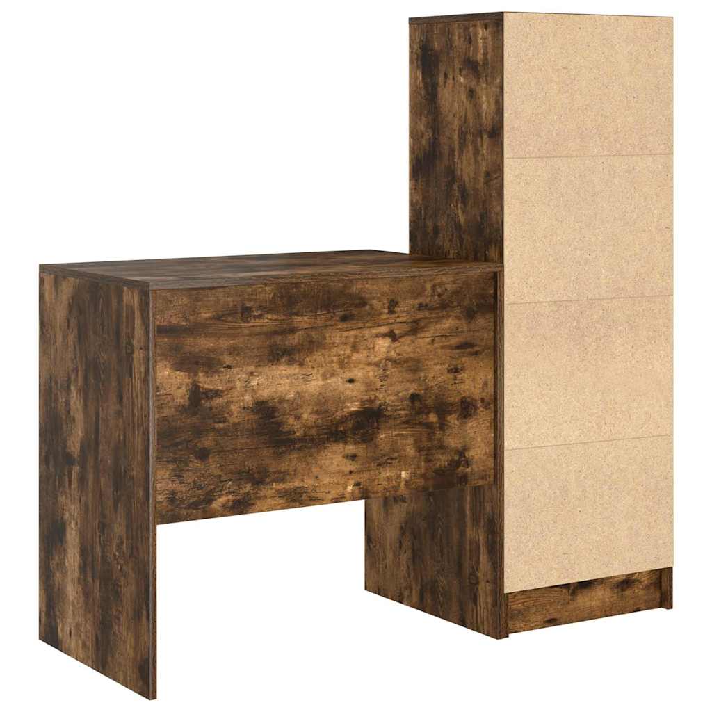Schreibtisch mit Stauraum mit Regal 2 pcs Geräucherte Eiche