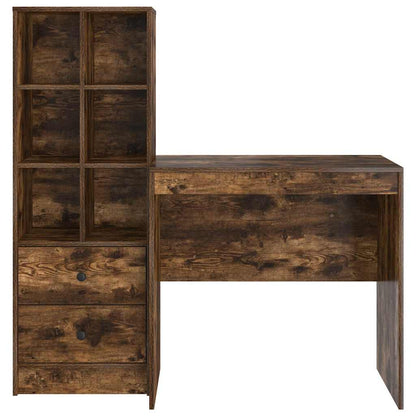 Schreibtisch mit Stauraum mit Regal 2 pcs Geräucherte Eiche