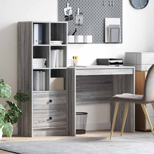 Schreibtisch mit Stauraum 2 pcs Grau Sonoma 80 x 50 x 76 cm