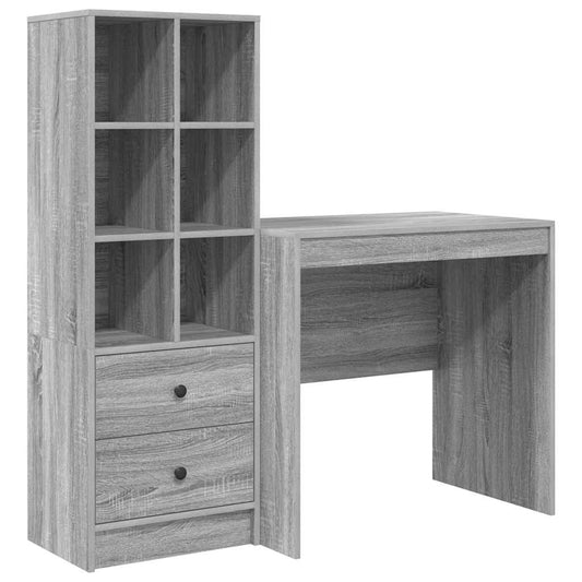Schreibtisch mit Stauraum 2 pcs Grau Sonoma 80 x 50 x 76 cm