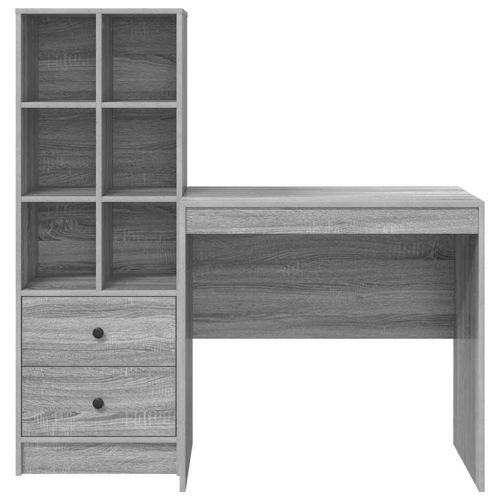 Schreibtisch mit Stauraum 2 pcs Grau Sonoma 80 x 50 x 76 cm