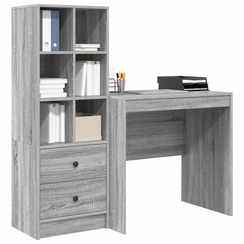 Schreibtisch mit Stauraum 2 pcs Grau Sonoma 80 x 50 x 76 cm