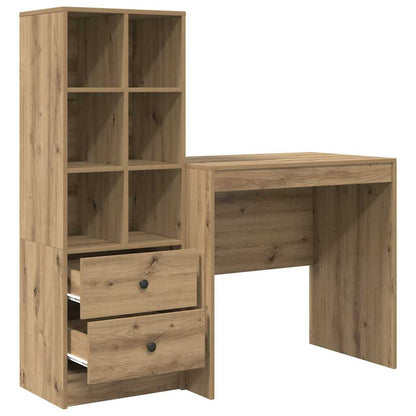 Schreibtisch mit Stauraum mit Regal 2 pcs Eiche handwerklich