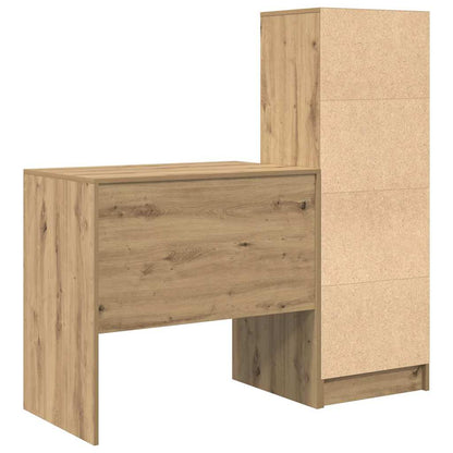 Schreibtisch mit Stauraum mit Regal 2 pcs Eiche handwerklich